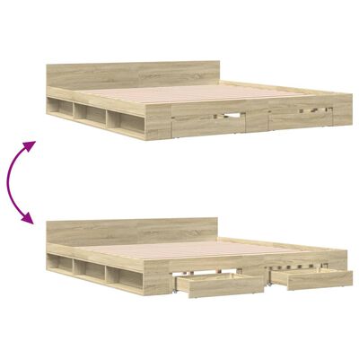 vidaXL Bed Frame with Drawers without Mattress Sonoma Oak 200x200 cm