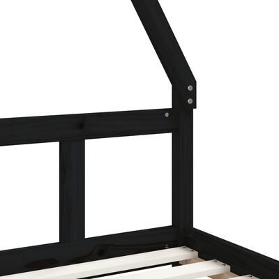 vidaXL Kids Bed Frame Black 90x200 cm Solid Wood Pine