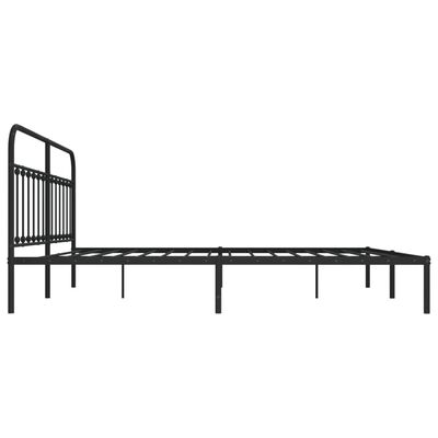 vidaXL Metal Bed Frame without Mattress with Headboard Black 193x203 cm