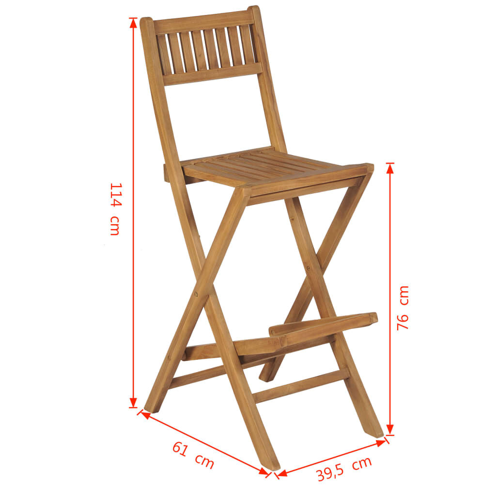 vidaXL Folding Outdoor Bar Stools 2 pcs Solid Teak Wood | vidaXL.co.uk