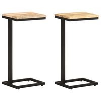 vidaXL Side Tables 2 pcs 31.5x24.5x64.5 cm Rough Mango Wood