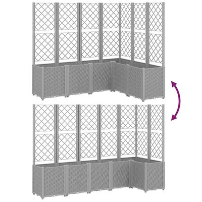 vidaXL Garden Planter with Trellis Light Grey 160x120x140 cm PP