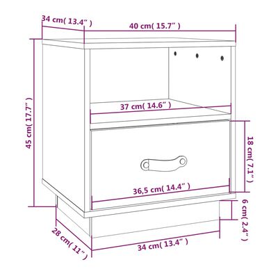 vidaXL Bedside Cabinets 2 pcs Black 40x34x45 cm Solid Wood Pine