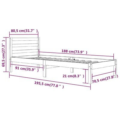 vidaXL Bed Frame without Mattress 75x190 cm Small Single