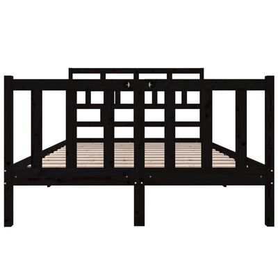 vidaXL Bed Frame without Mattress Black Solid Wood 140x190 cm (810066+814198)