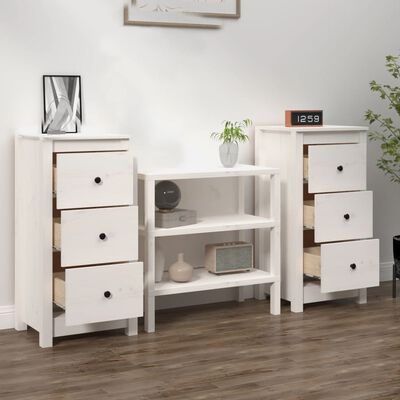 vidaXL Sideboards 2 pcs White 40x35x80 cm Solid Wood Pine