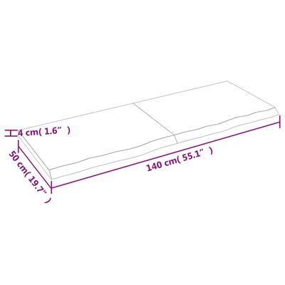 vidaXL Bathroom Countertop 140x50x(2-4) cm Untreated Solid Wood