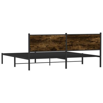 vidaXL Metal Bed Frame without Mattress Smoked Oak 160x200 cm