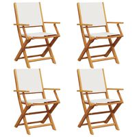 vidaXL Folding Garden Chairs 4 pcs Cream White Fabric and Solid Wood