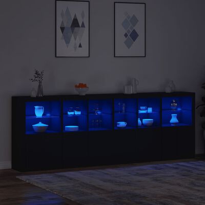 vidaXL Sideboard with LED Lights Black 283x37x100 cm