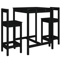 vidaXL 3 Piece Garden Bar Set Black Solid Wood Pine