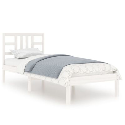 vidaXL Bed Frame without Mattress White 90x190 cm Single Solid Wood