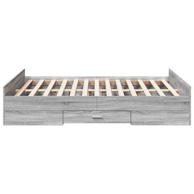 vidaXL Bed Frame with Drawers without Mattress Grey Sonoma 120x200 cm