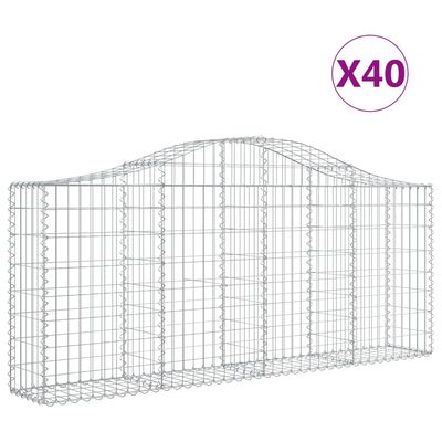 vidaXL Arched Gabion Baskets 40 pcs 200x30x80/100 cm Galvanised Iron