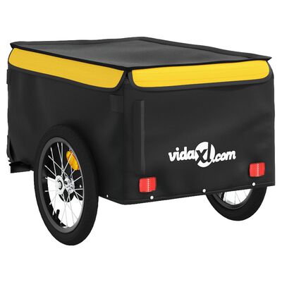 vidaXL Bike Trailer Black and Yellow 45 kg Iron