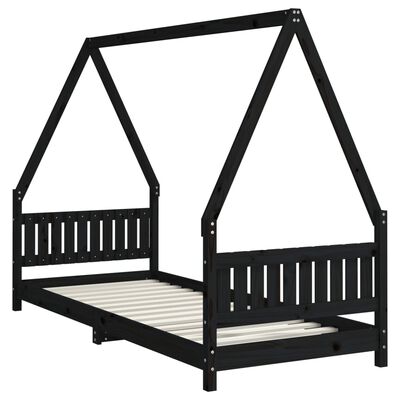 vidaXL Kids Bed Frame Black 80x200 cm Solid Wood Pine