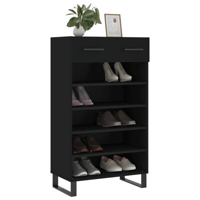 vidaXL Shoe Cabinet Black 60x35x105 cm Engineered Wood