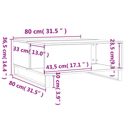 vidaXL Coffee Table White 80x80x36.5 cm Engineered Wood