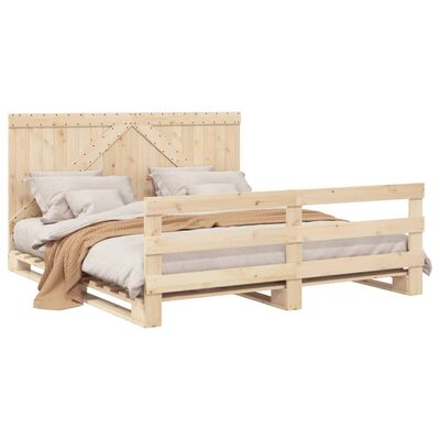 vidaXL Bed Frame without Mattress with Headboard 180x200 cm Super King Solid Wood