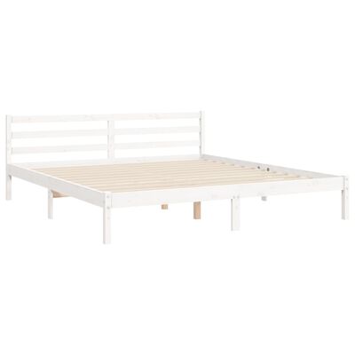 vidaXL Bed Frame without Mattress White Super King Size Solid Wood