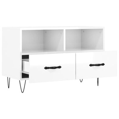 vidaXL TV Cabinet High Gloss White 80x36x50 cm Engineered Wood