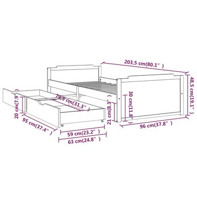 vidaXL Bed Frame without Mattress White Solid Wood Pine 90x200 cm