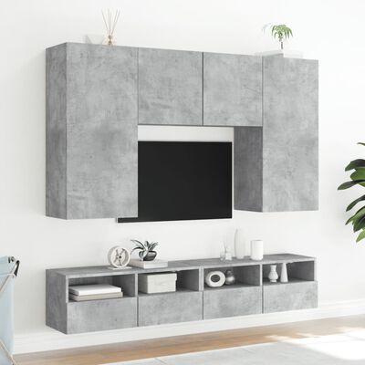 vidaXL TV Wall Cabinets 2 pcs Concrete Grey 80x30x30 cm Engineered Wood