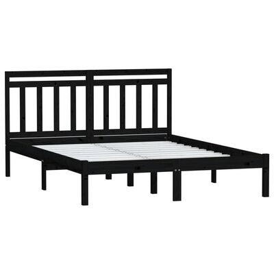 vidaXL Bed Frame without Mattress Black Solid Wood 140x190 cm (810001+814098)