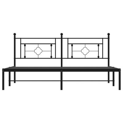 vidaXL Metal Bed Frame without Mattress with Headboard Black 183x213 cm