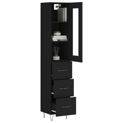 vidaXL Highboard Black 34.5x34x180 cm Engineered Wood