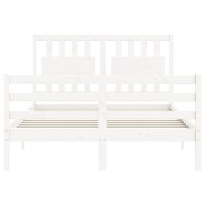 vidaXL Bed Frame without Mattress White Double Solid Wood