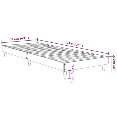 vidaXL Bed Frame without Mattress Sonoma Oak 75x190 cm Small Single Engineered Wood