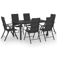 vidaXL 7 Piece Garden Dining Set Black