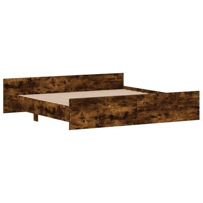 vidaXL Bed Frame without Mattress Smoked Oak 180x200 cm Super King