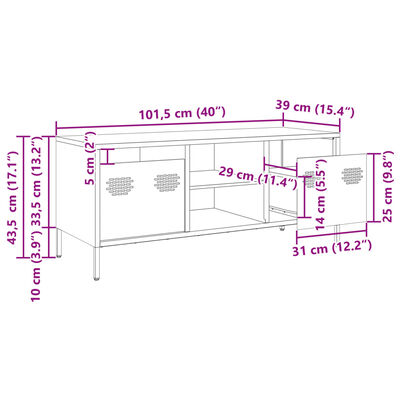 vidaXL TV Cabinet Olive Green 101.5x39x43.5 cm Cold-rolled Steel