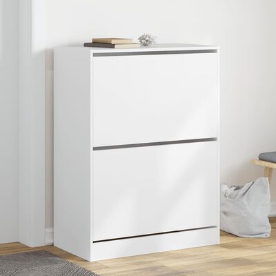 vidaXL Shoe Cabinet with 2 Flip-Drawers White 80x42x108 cm