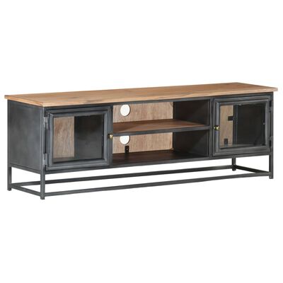 vidaXL TV Cabinet Grey 120x30x40 cm Solid Acacia Wood and Steel