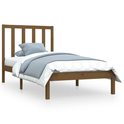 vidaXL Bed Frame without Mattress Honey Brown Solid Wood 75x190 cm Small Single