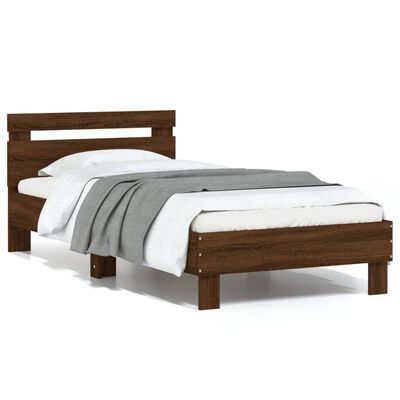 vidaXL Bed Frame without Mattress with LED Lights Brown Oak 75x190 cm Small Single