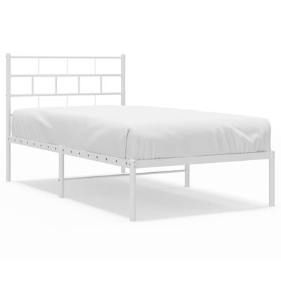 vidaXL Metal Bed Frame without Mattress with Headboard White 90x200 cm