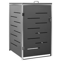 vidaXL Single Wheelie Bin Shed 69x77.5x112.5 cm Stainless Steel