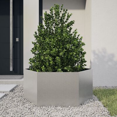 vidaXL Garden Planter Hexagon 104x90x45 cm Stainless Steel