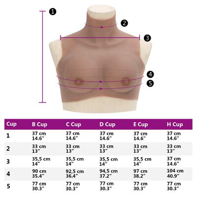 vidaXL Silicone Breastplate Tan B Cup