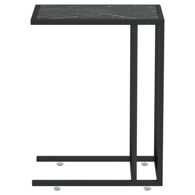 vidaXL Computer Side Table Black Marble 50x35x65 cm Tempered Glass