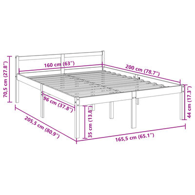 vidaXL Senior Bed without Mattress 160x200 cm Solid Wood Pine