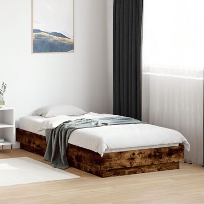 vidaXL Bed Frame without Mattress Smoked Oak 75x190 cm Small Single Engineered Wood