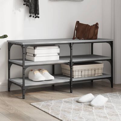 vidaXL Shoe Bench Grey Sonoma 100x38.5x49 cm Engineered Wood