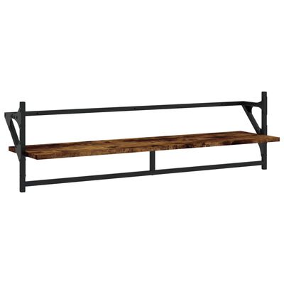 vidaXL Wall Shelves with Bars 2 pcs Smoked Oak 100x25x30 cm