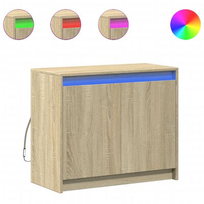 vidaXL Sideboard with LED Sonoma Oak 72x34x61 cm Engineered Wood