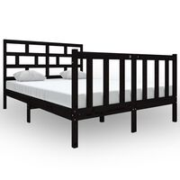 vidaXL Bed Frame without Mattress Black Solid Wood 140x190 cm (810066+814198)